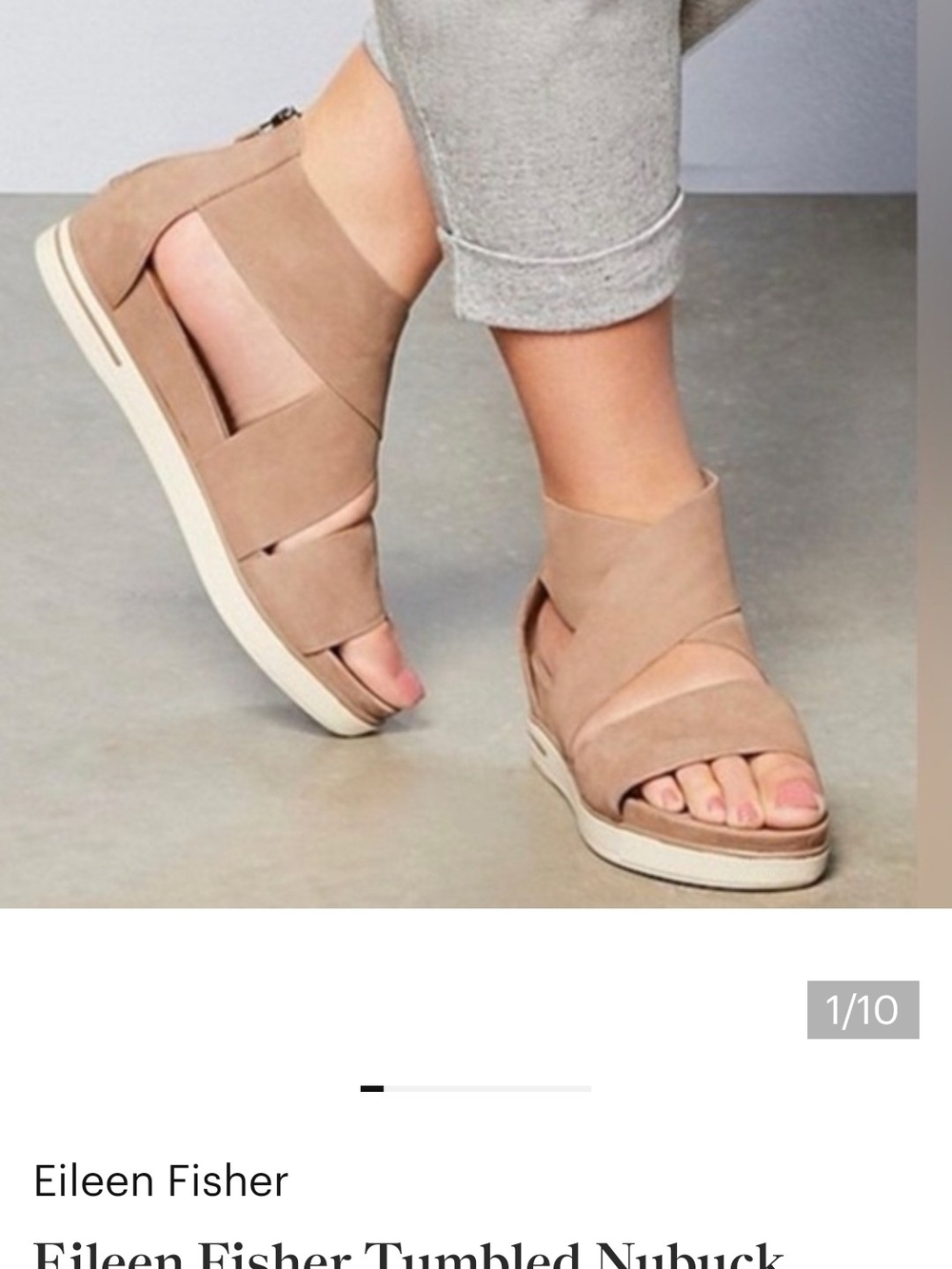 Eileen Fisher Open-Toe Strappy Platform Sandal in Tan Size 9